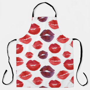 Valentine Lipstick, Watercolor Seamless Print. Apron