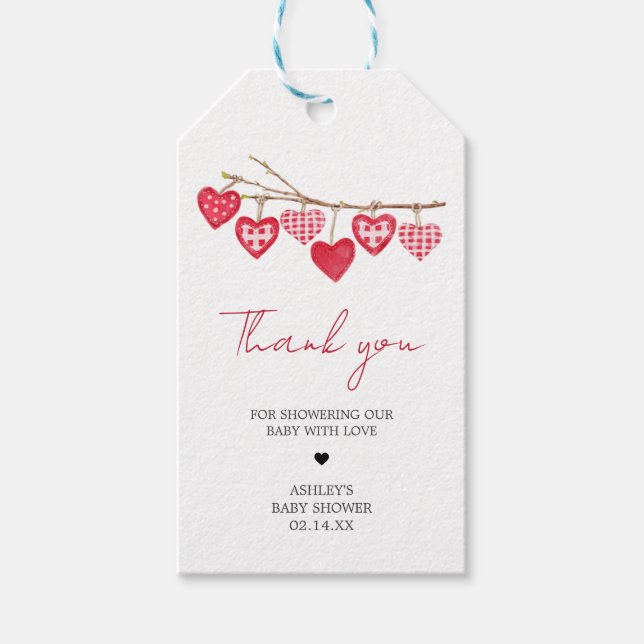Valentine Little Sweetheart Baby Shower Favour Tag (Front)