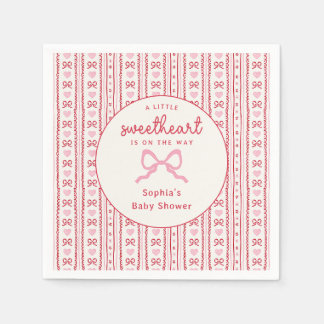 Valentine Little Sweetheart Bow Baby Shower Napkin