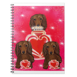 Valentine Long Haired Red Dachshunds Notebook