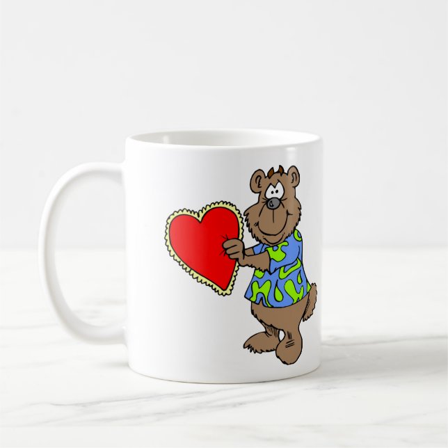 Valentine Love Bear Cute Happy Valentine's Day Coffee Mug (Left)