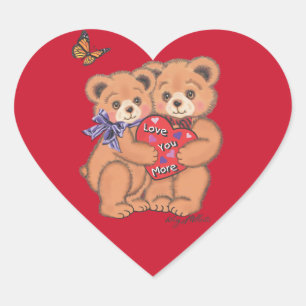 Valentine Love Bears And Heart Sticker
