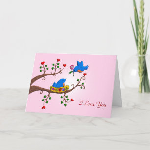 Valentine Love Birds Holiday Card