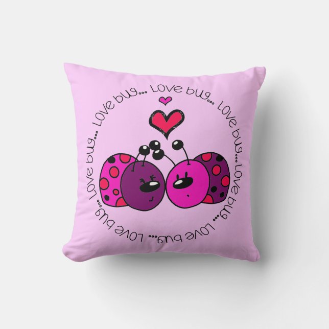 Valentine Love Bug Throw Pillow (Front)