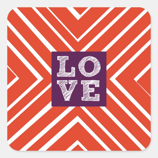 Valentine LOVE Bullseye Square Sticker (Front)