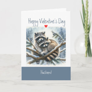 Valentine Love Fun Raccoon Kisses Husband Holiday Card