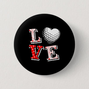 Valentine Love Golf Heart Valentine Day Women Men  2 Inch Round Button