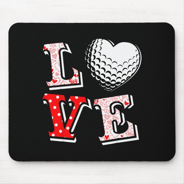 Valentine Love Golf Heart Valentine Day Women Men  Mouse Pad (Front)