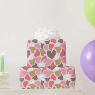 Valentine love heart and dots pattern wrapping paper