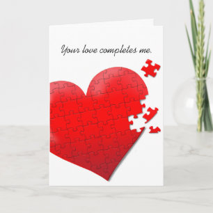 Valentine love heart jigsaw puzzle card