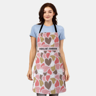 Valentine love heart pattern and custom name apron