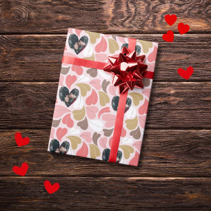 Valentine love heart with custom photo pattern  wrapping paper