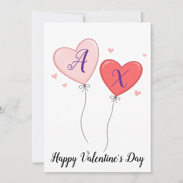 Valentine Love Note With Custom Initials For Coupl Holiday Card (Front)