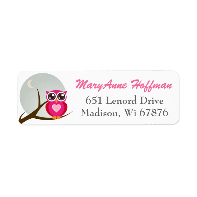 Valentine Love Owl Retourner l'adresse Étiquettes (Devant)