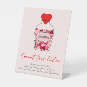 Valentine Love Potion Bar Wedding Bridal Shower Pedestal Sign