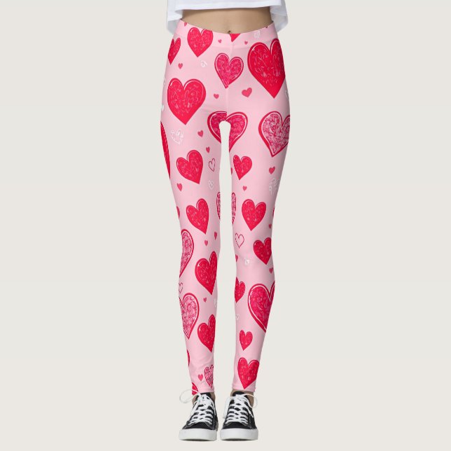 Valentine Love-Valentine Hearts Leggings (Front)