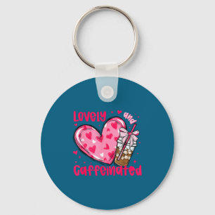 Valentine Lovely &amp; Caffeinated Coffee Lover Co Keychain