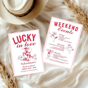 Valentine lucky bachelorette in love party invitation