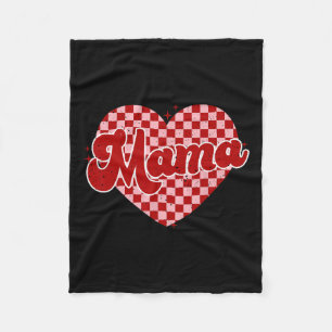 Valentine Mama Chequered Heart Valentines Day Wome Fleece Blanket