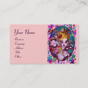 VALENTINE MASQUERADE MASKS ,CONFETTI,pink purple Business Card