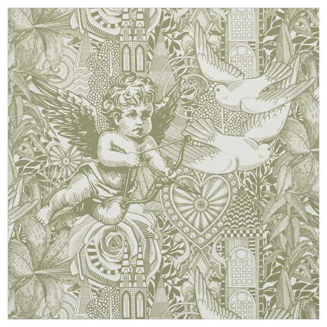 valentine maximalism moss pearl fabric (Swatch)