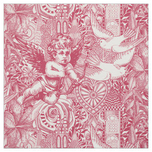 valentine maximalism viva magenta half pearl fabric