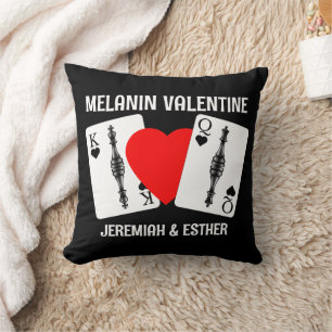 Valentine MELANIN QUEEN KING PLAYING CARDS Couples Throw Pillow