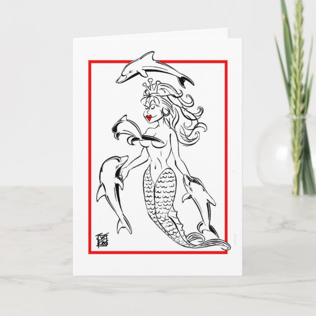 Valentine: "MERMAID DANCE #4" Holiday Card (Front)