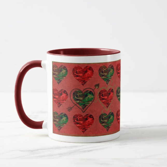 Valentine Military Camouflage Hearts- Beverage Mug (Left)