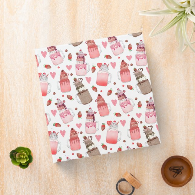 Valentine Milkshakes Candy Hearts Love Pattern Binder (In Situ)