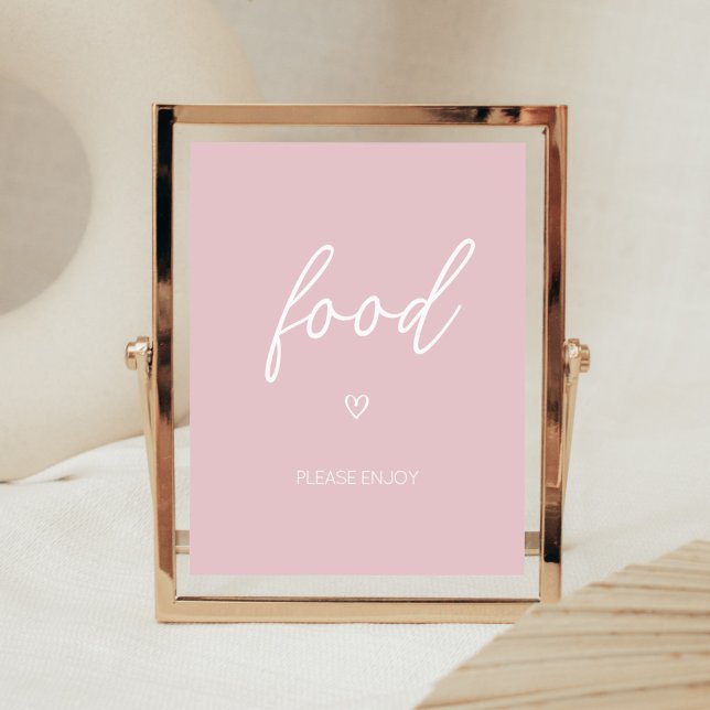 Valentine Minimalist Heart Food Poster (Pink A Little Sweetheart Baby Shower Food Sign)