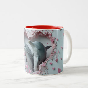 Valentine Mom & Baby Dolphins 3D Mug Wrap