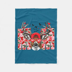 Valentine Mom Camo Deer Buck Hunting Matching Vale Fleece Blanket