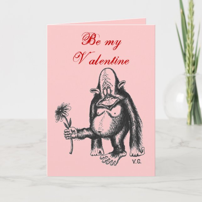 Valentine monkey cute card design (Front)
