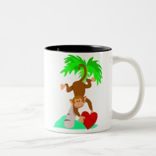 Valentine Monkey Two-Tone Coffee Mug