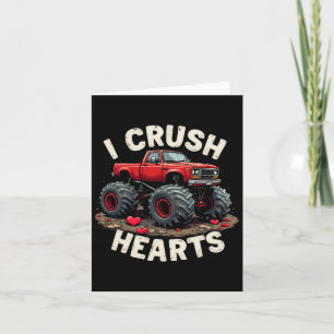 Valentine Monster Truck I Crush Hearts Toddler Boy Card