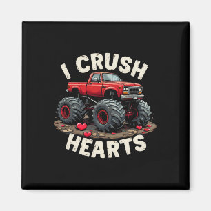 Valentine Monster Truck I Crush Hearts Toddler Boy Magnet