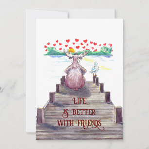 Valentine Moose & Seagull 5x7 Flat Holiday Card
