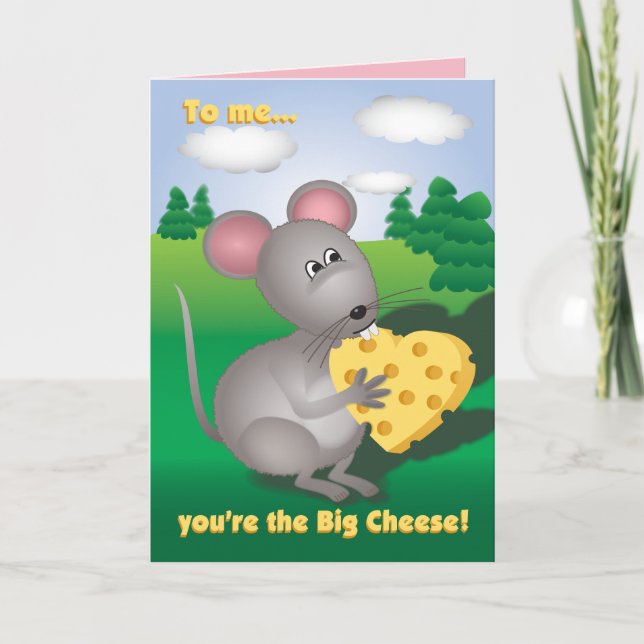 Valentine Mouse with Cheese Holiday Card (Front)