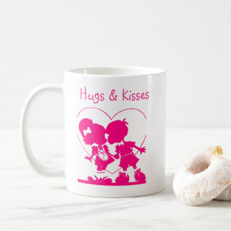 Valentine Mug  Pink Kissing Silhouette