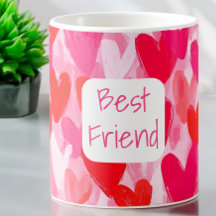 Valentine Multi Hearts Pattern Pink Best Friend