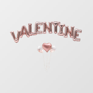 Valentine Mylar Text with Helium Balloons  Window Cling