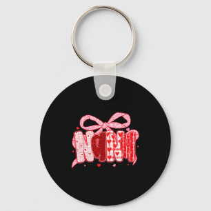 Valentine Nana Coquette Pink Bow Floral Mom Women Keychain