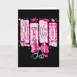 Valentine Nicu Nurse Coquette Bow Stethoscope Girl Card