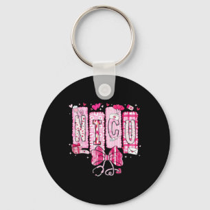 Valentine Nicu Nurse Coquette Bow Stethoscope Girl Keychain