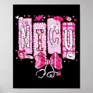 Valentine Nicu Nurse Coquette Bow Stethoscope Girl Poster