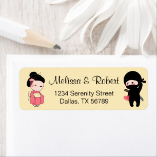 Valentine Ninja and Geisha on Yellow