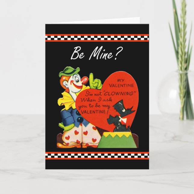 Valentine Not Clowning Around Scottish Terrier Holiday Card (Front)