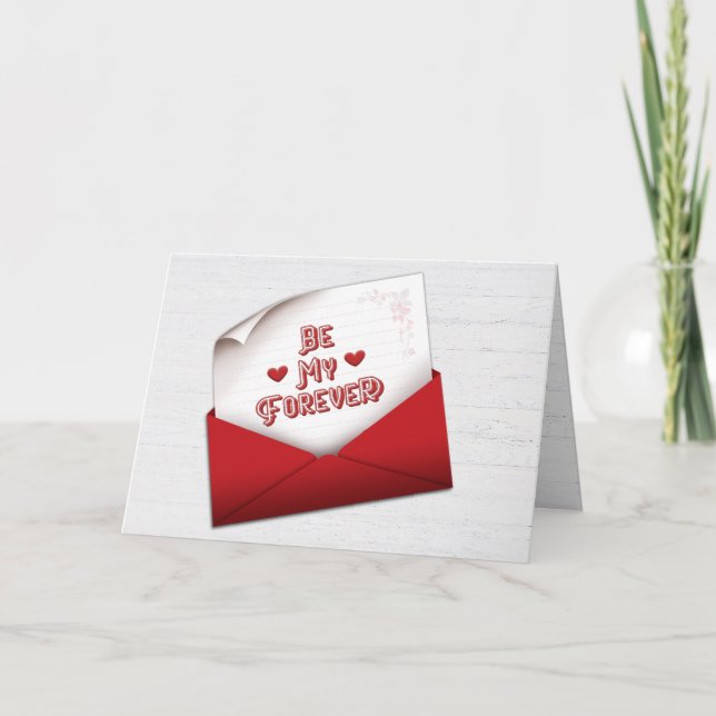 Valentine Note in Red Envelope Card (Front)