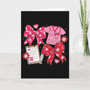 Valentine Nurse Coquette Bow Rn Pct Cna Heart Pink Card